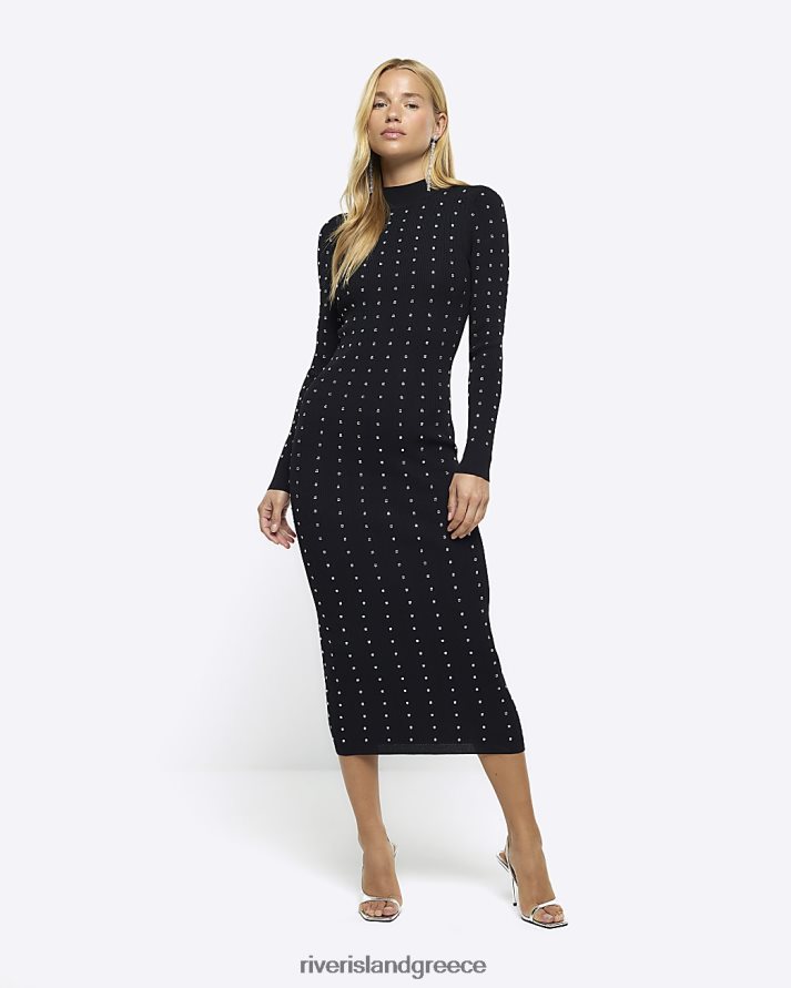 River Island ενδύματα μαύρος γυναίκες μίντι φόρεμα heatseal bodycon B6N8X730