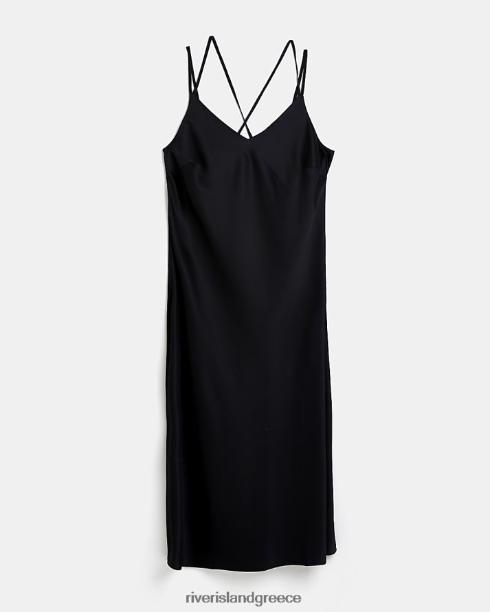 River Island ενδύματα μαύρος γυναίκες συν σατέν midi slip φόρεμα B6N8X5186