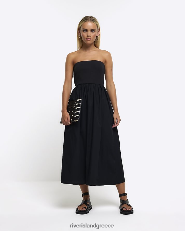 River Island ενδύματα μαύρος γυναίκες petite bandeau prom midi φόρεμα B6N8X5289