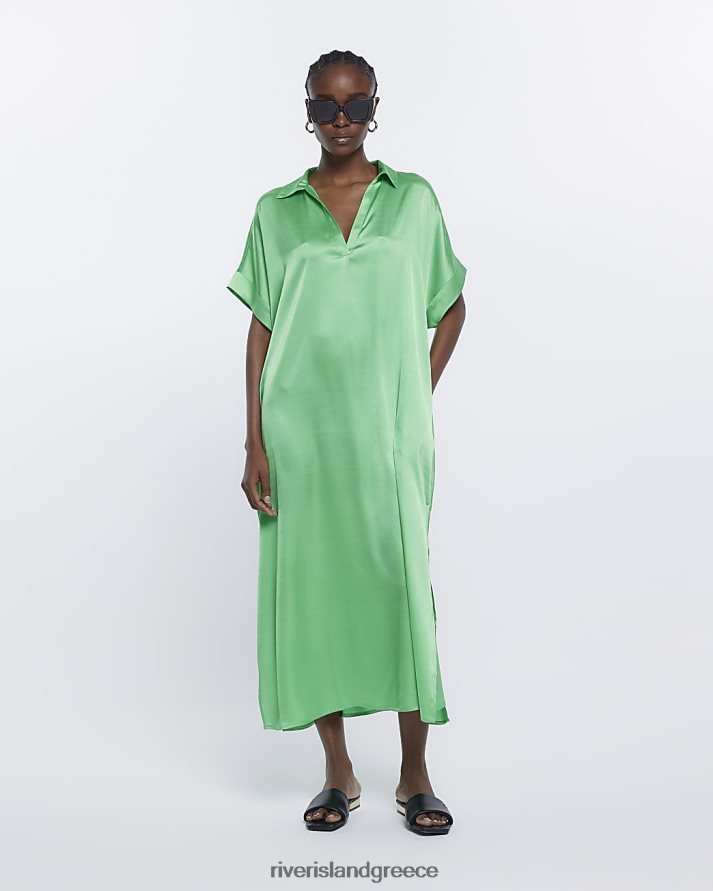 River Island ενδύματα πράσινος γυναίκες shift κοντομάνικο μίντι φόρεμα B6N8X4670