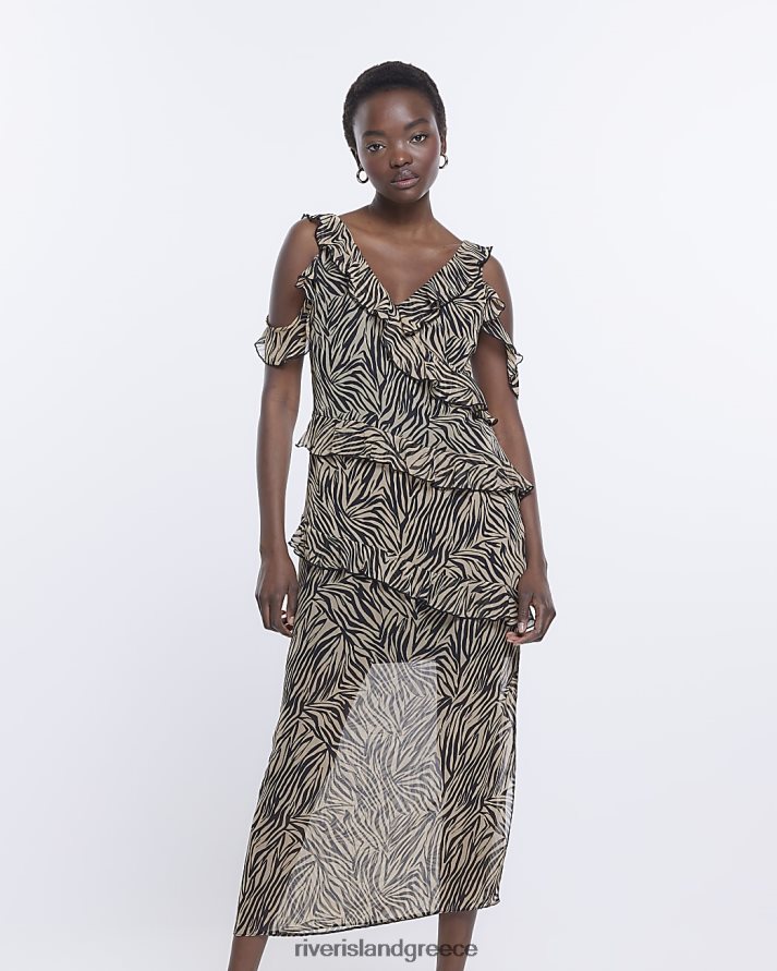 River Island ενδύματα μαύρος γυναίκες μίντι φόρεμα slip bodycon animal print B6N8X1571