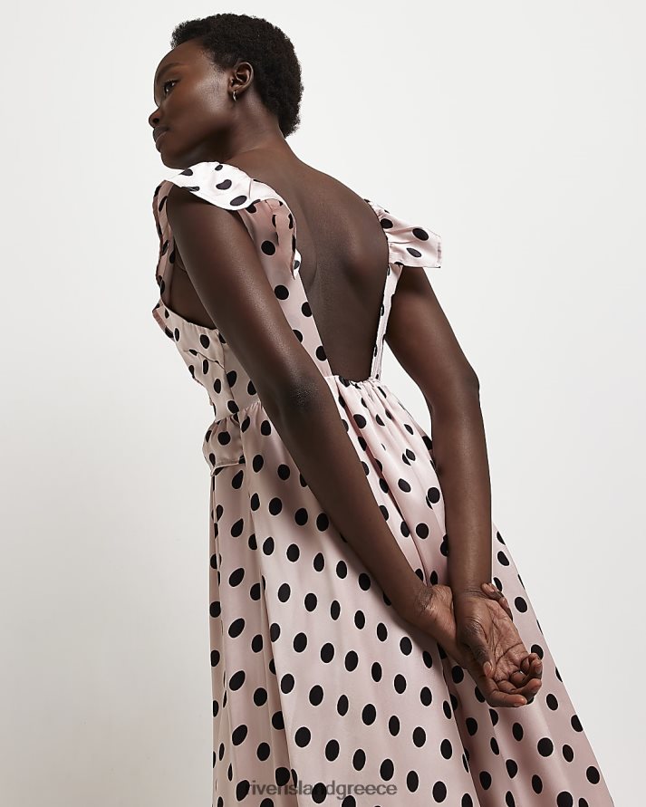 River Island ενδύματα ροζ γυναίκες spot σατέν μίντι φόρεμα B6N8X5050