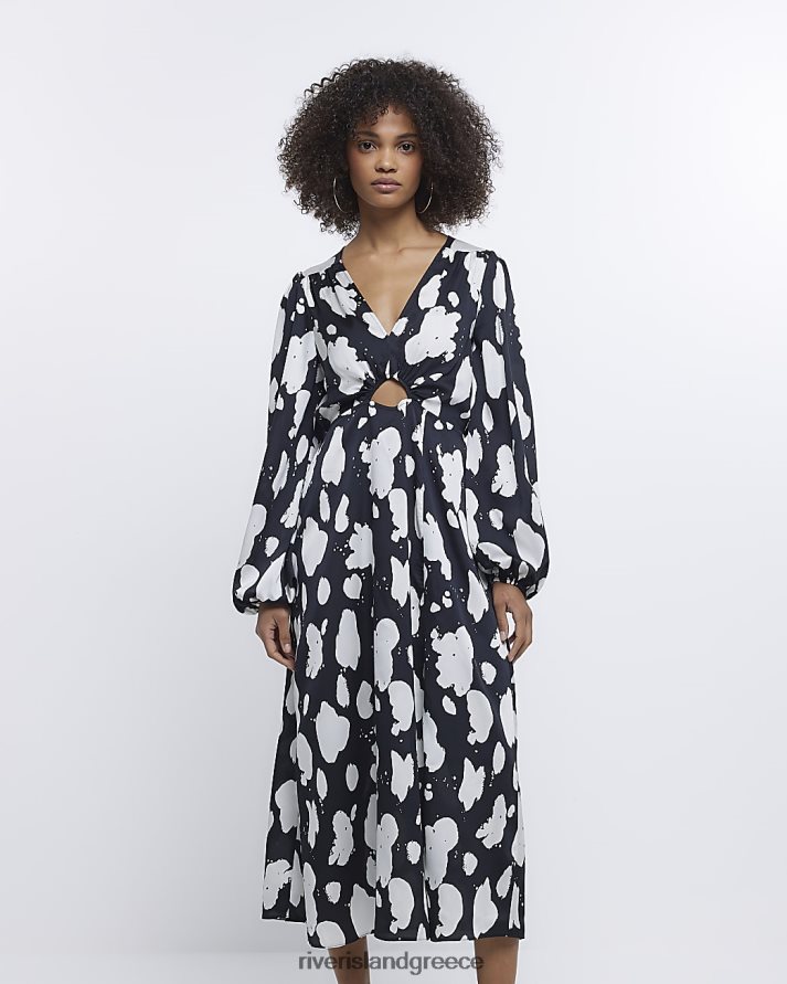River Island ενδύματα μαύρος γυναίκες spot cut out midi φόρεμα B6N8X1986