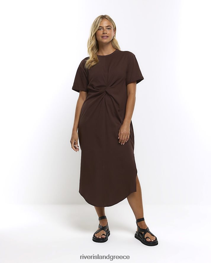River Island ενδύματα καφέ γυναίκες t-shirt midi φόρεμα B6N8X283