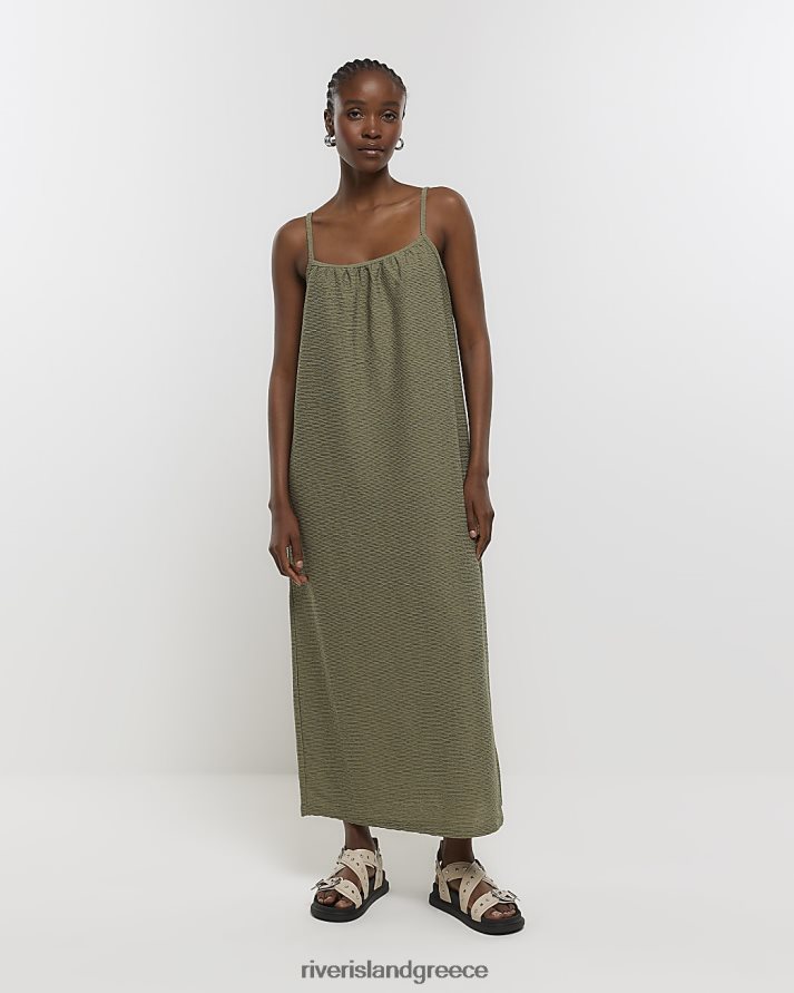 River Island ενδύματα χακί γυναίκες μάξι φόρεμα με υφή B6N8X1228