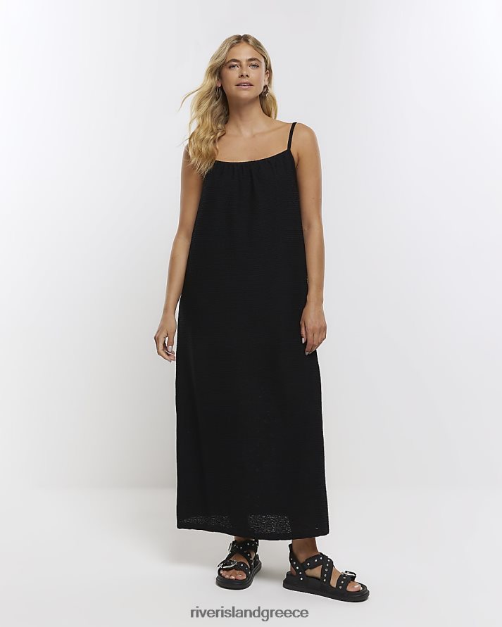 River Island ενδύματα μαύρος γυναίκες μάξι φόρεμα με υφή B6N8X1229