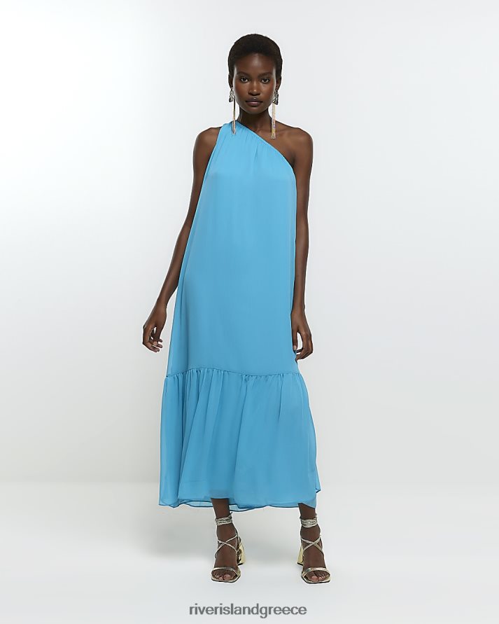 River Island ενδύματα μπλε γυναίκες σιφόν μάξι φόρεμα με έναν ώμο B6N8X1394