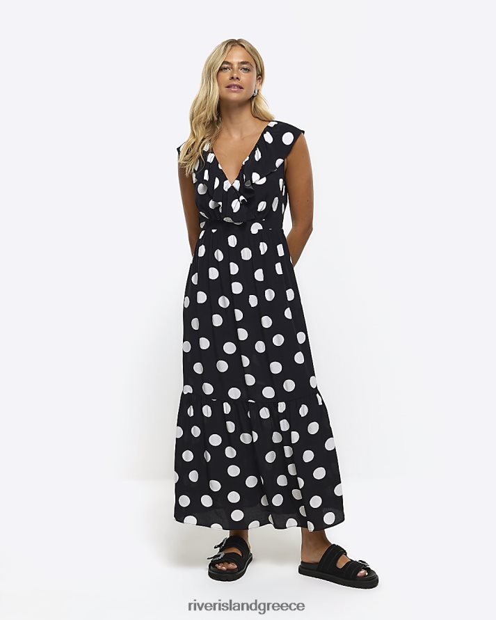 River Island ενδύματα μαύρος γυναίκες μάξι φόρεμα με στίγματα B6N8X1400