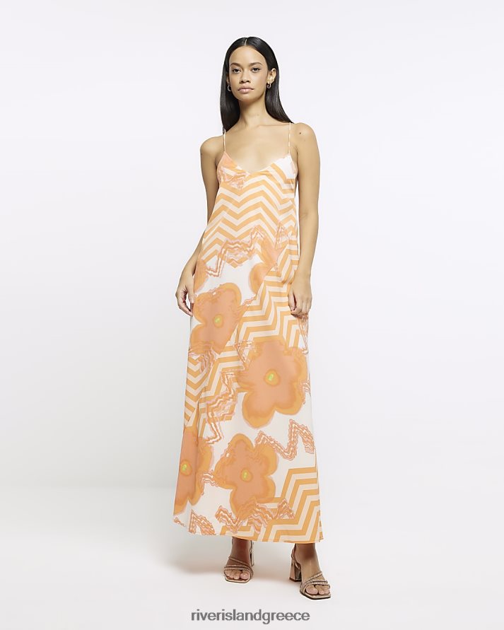 River Island ενδύματα πορτοκάλι γυναίκες μάξι φόρεμα με φλοράλ στάμπα B6N8X1630