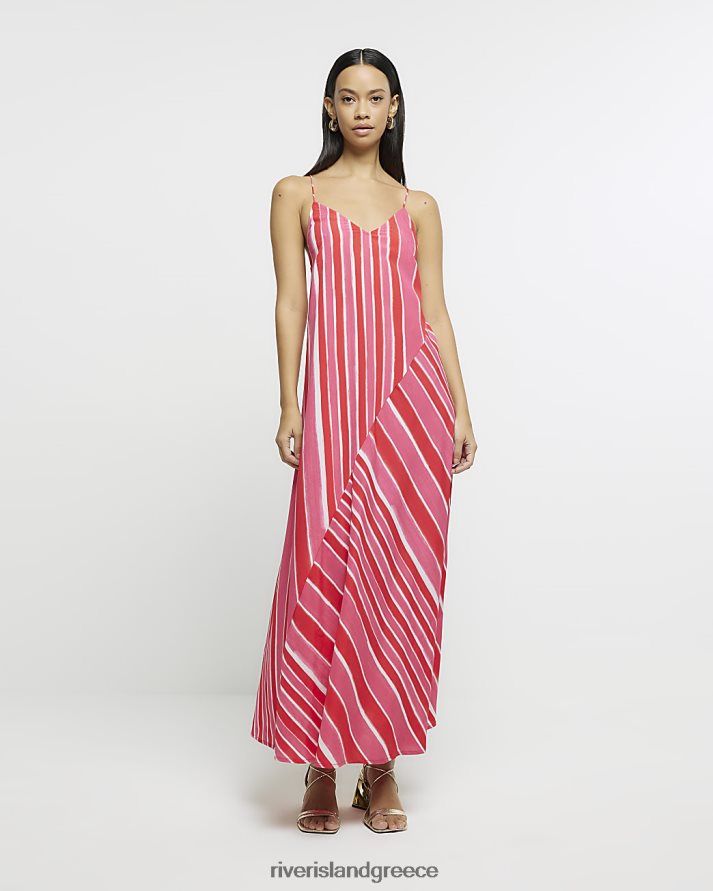 River Island ενδύματα ροζ γυναίκες μάξι φόρεμα με ριγέ στάμπα B6N8X1631