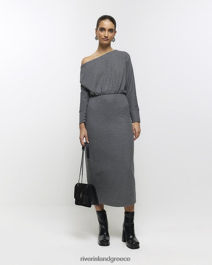 River Island ενδύματα γκρί γυναίκες ασύμμετρο μάξι φόρεμα φούτερ B6N8X3836