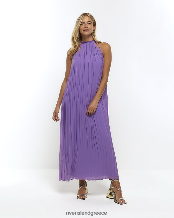 River Island ενδύματα μωβ γυναίκες πλισέ μάξι φόρεμα B6N8X4618