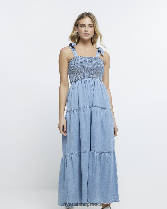 River Island ενδύματα μπλε γυναίκες τζιν μάξι φόρεμα B6N8X4855