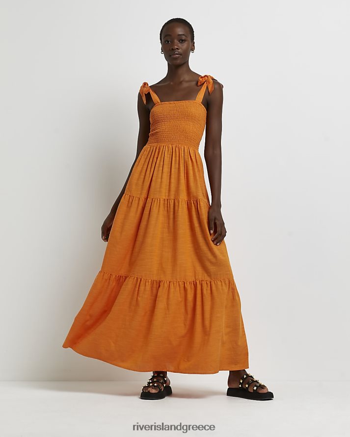 River Island ενδύματα πορτοκάλι γυναίκες ψηλό μάξι φόρεμα B6N8X4982
