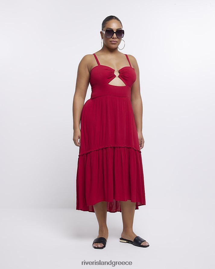 River Island ενδύματα το κόκκινο γυναίκες συν κομμένο μάξι φόρεμα B6N8X5184