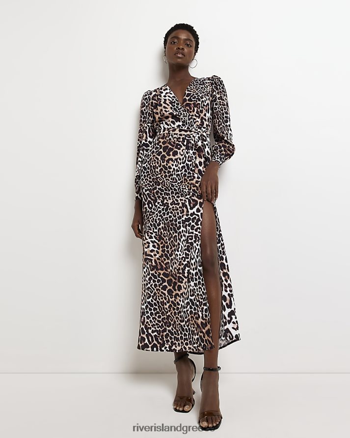 River Island ενδύματα μαύρος γυναίκες μάξι φόρεμα με animal print wrap B6N8X2084