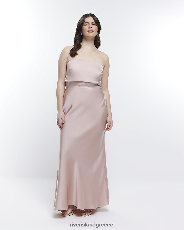 River Island ενδύματα ροζ γυναίκες μάξι φόρεμα παράνυμφων bandeau B6N8X1867