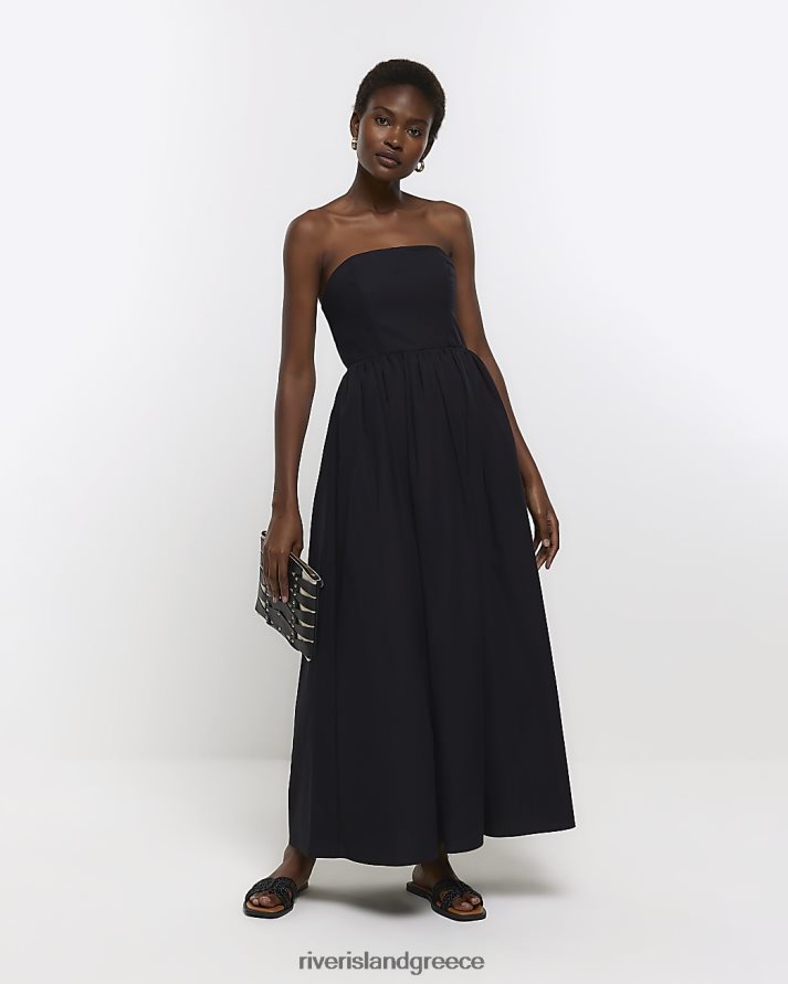 River Island ενδύματα μαύρος γυναίκες bandeau prom maxi φόρεμα B6N8X4576