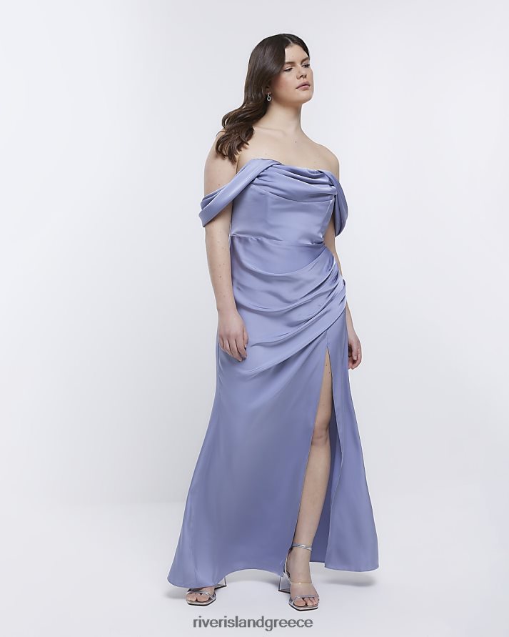 River Island ενδύματα μπλε γυναίκες μάξι φόρεμα παράνυμφου bardot B6N8X1842