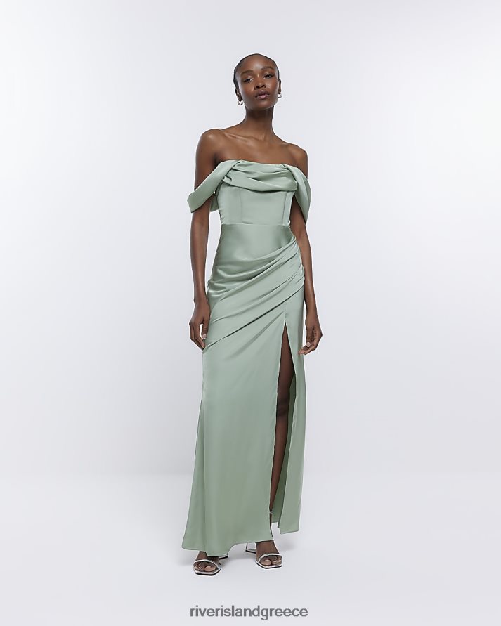 River Island ενδύματα πράσινος γυναίκες μάξι φόρεμα παράνυμφου bardot B6N8X1844