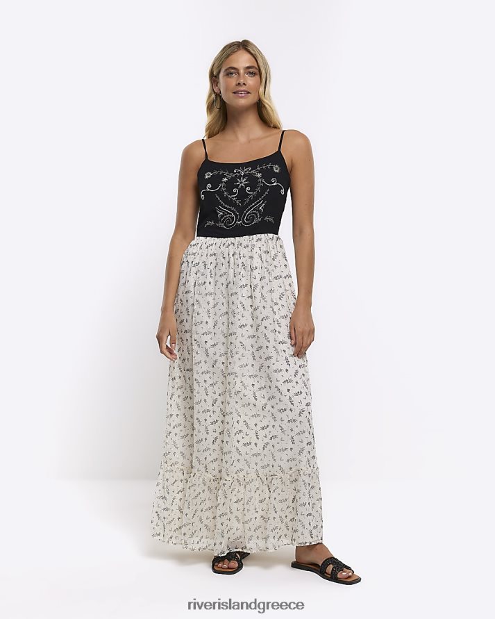 River Island ενδύματα κρέμα γυναίκες floral διακοσμημένο μάξι φόρεμα B6N8X4463