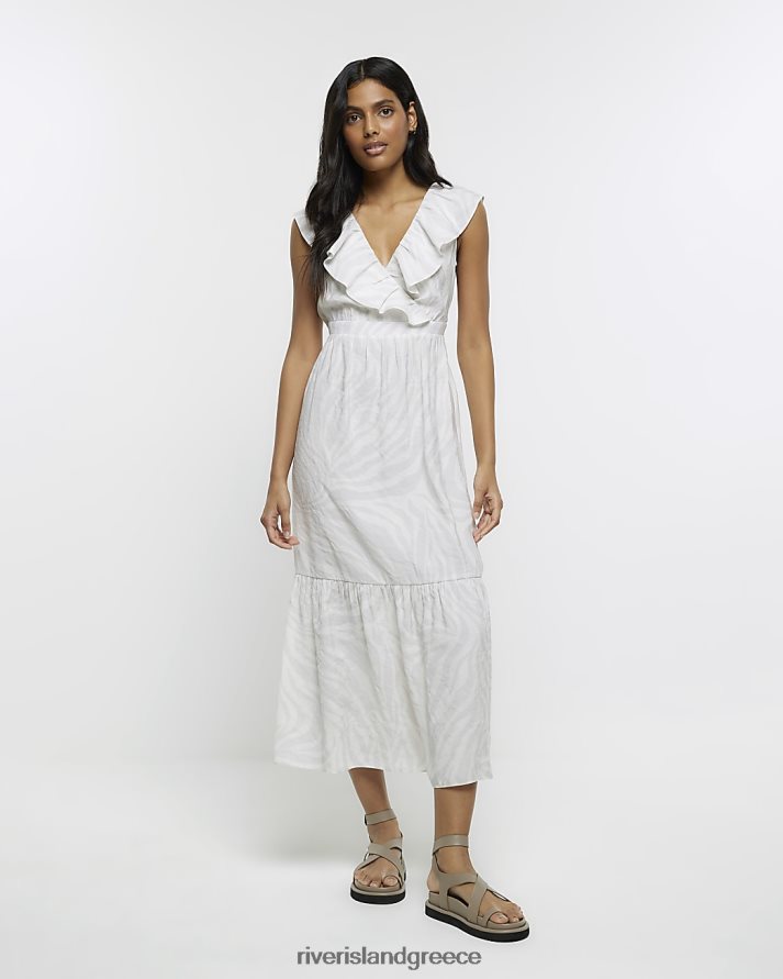 River Island ενδύματα γκρί γυναίκες μάξι φόρεμα frill swing B6N8X799
