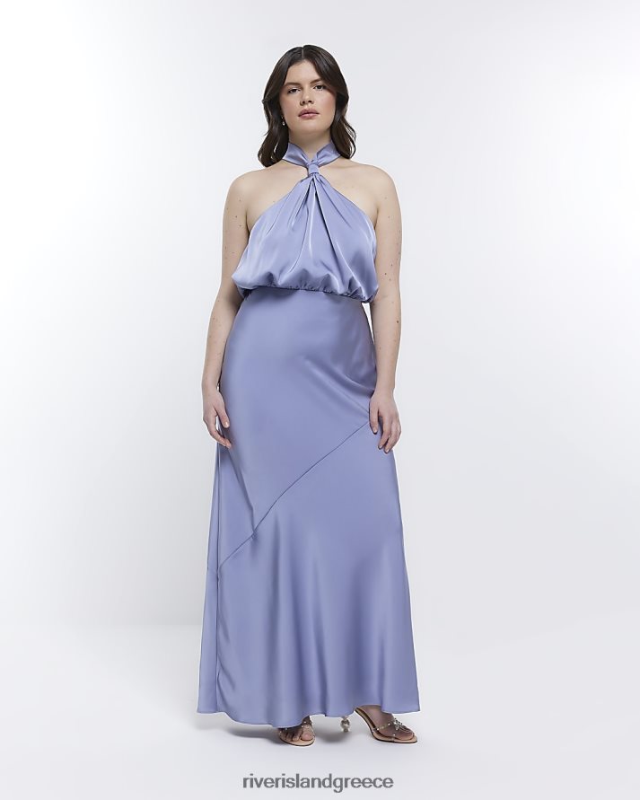 River Island ενδύματα μπλε γυναίκες μάξι φόρεμα halter παράνυμφου B6N8X1812