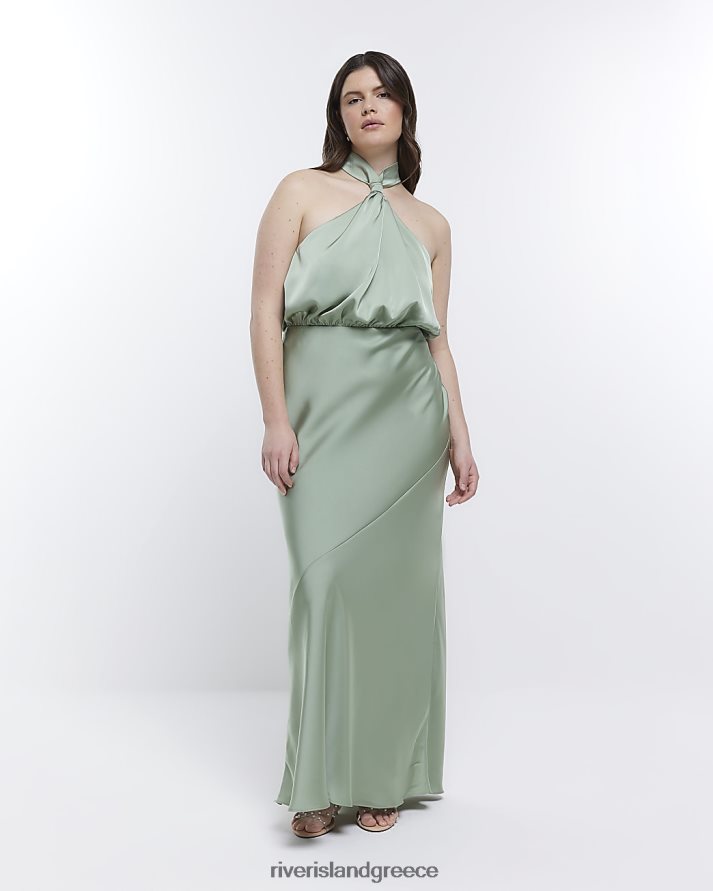 River Island ενδύματα πράσινος γυναίκες μάξι φόρεμα halter παράνυμφου B6N8X1815