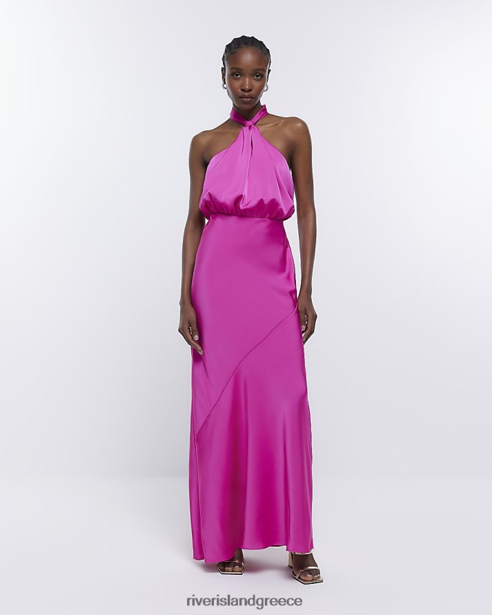 River Island ενδύματα ροζ γυναίκες μάξι φόρεμα halter παράνυμφου B6N8X1816