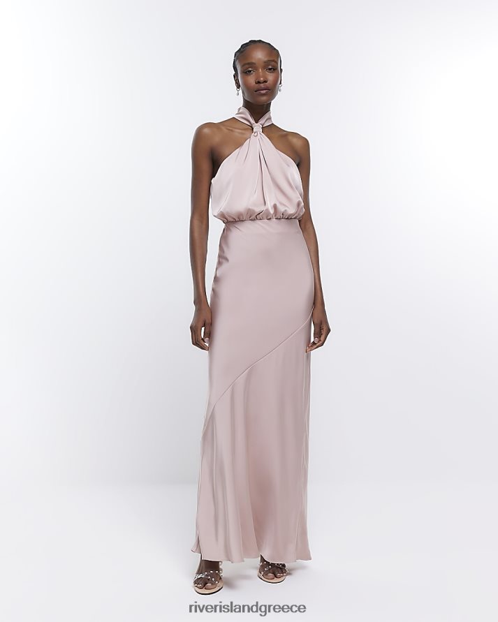 River Island ενδύματα ροζ γυναίκες μάξι φόρεμα halter παράνυμφου B6N8X1817