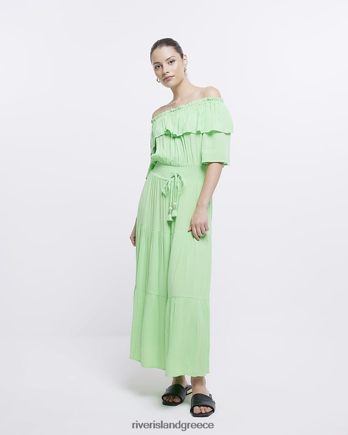 River Island ενδύματα πράσινος γυναίκες maxi bardot φόρεμα B6N8X1606