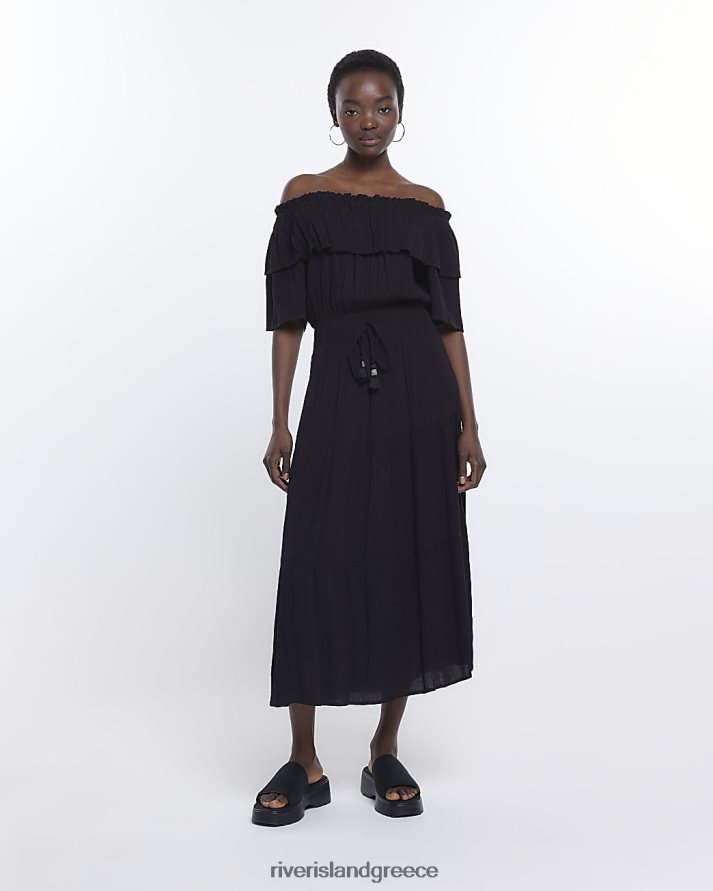 River Island ενδύματα μαύρος γυναίκες maxi bardot φόρεμα B6N8X1607