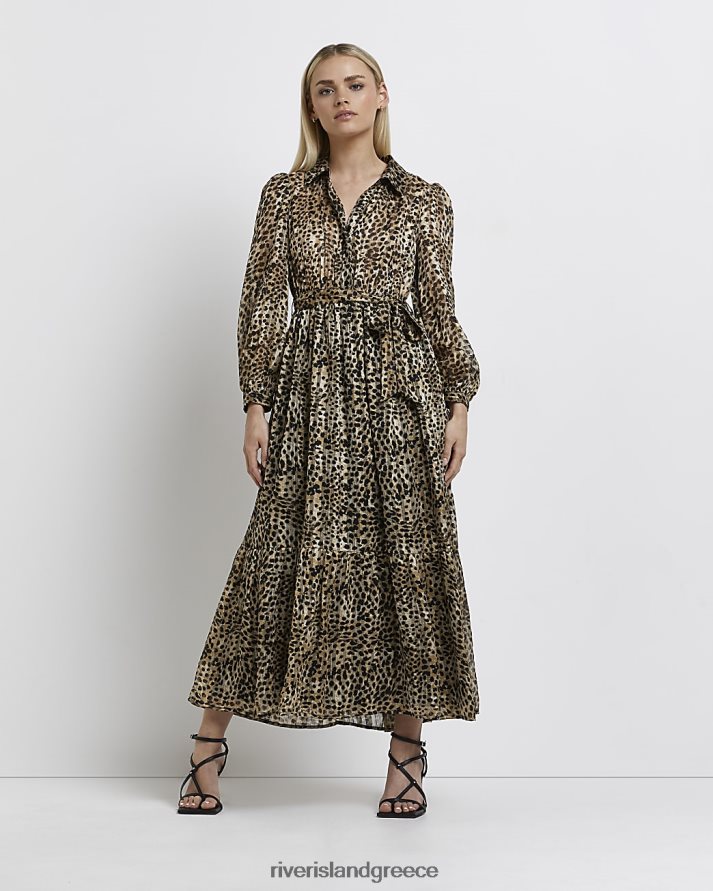 River Island ενδύματα μαύρος γυναίκες petite λεοπάρ μάξι πουκάμισο φόρεμα B6N8X5296