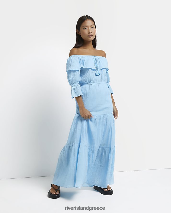 River Island ενδύματα μπλε γυναίκες petite bardot maxi φόρεμα B6N8X5321