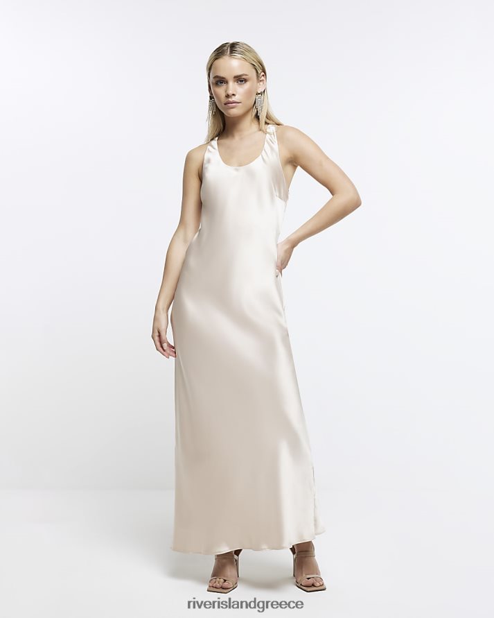 River Island ενδύματα μπεζ γυναίκες petite maxi slip tank φόρεμα B6N8X5338