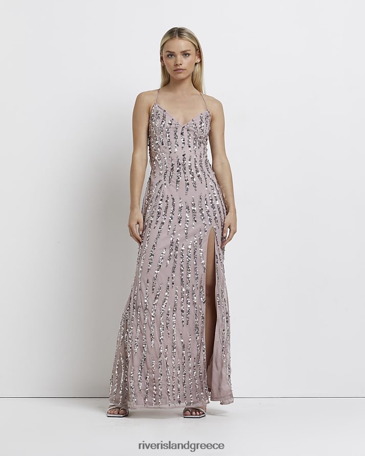 River Island ενδύματα μωβ γυναίκες μάξι φόρεμα με petite sequin slip B6N8X5343
