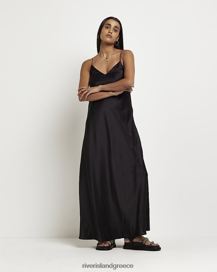 River Island ενδύματα μαύρος γυναίκες εξώπλατο slip μάξι φόρεμα B6N8X4966