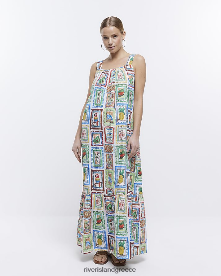River Island ενδύματα άσπρο γυναίκες slip maxi φόρεμα B6N8X1578