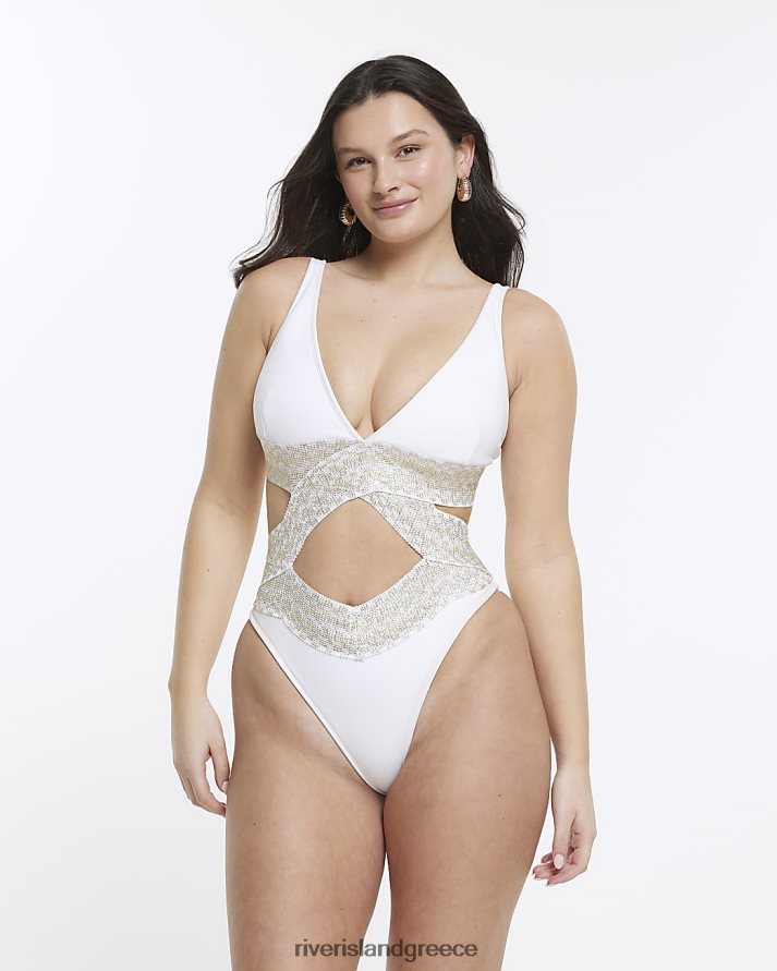 River Island ενδύματα άσπρο γυναίκες πιο γεμάτο μπούστο βουτηγμένο μαγιό B6N8X1587