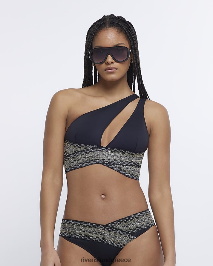River Island ενδύματα μαύρος γυναίκες ασύμμετρο μπικίνι τοπ B6N8X1915