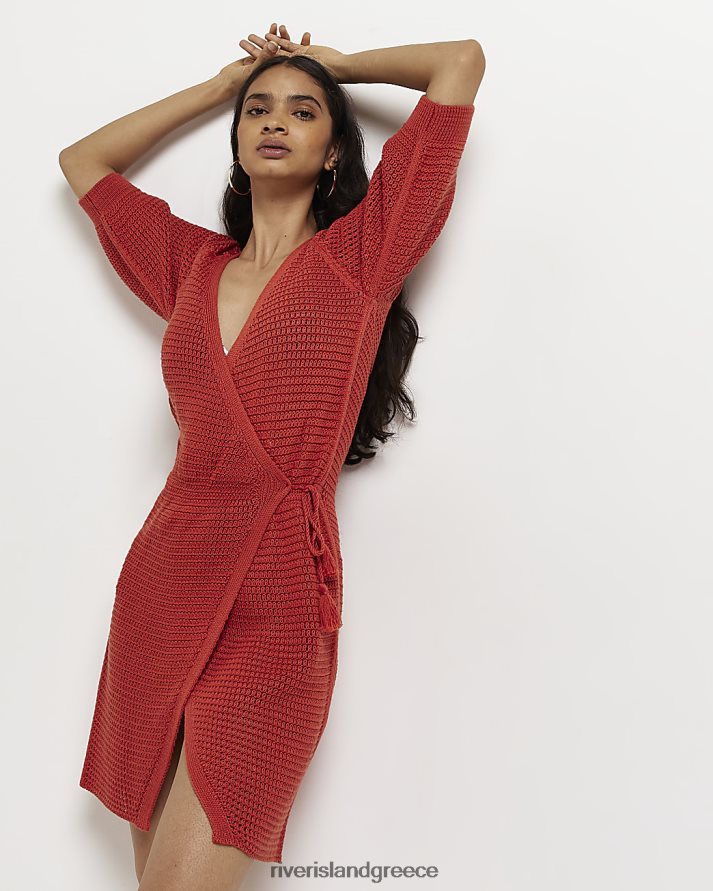 River Island ενδύματα σκουριά γυναίκες πλεκτό μίνι φόρεμα παραλίας B6N8X2120