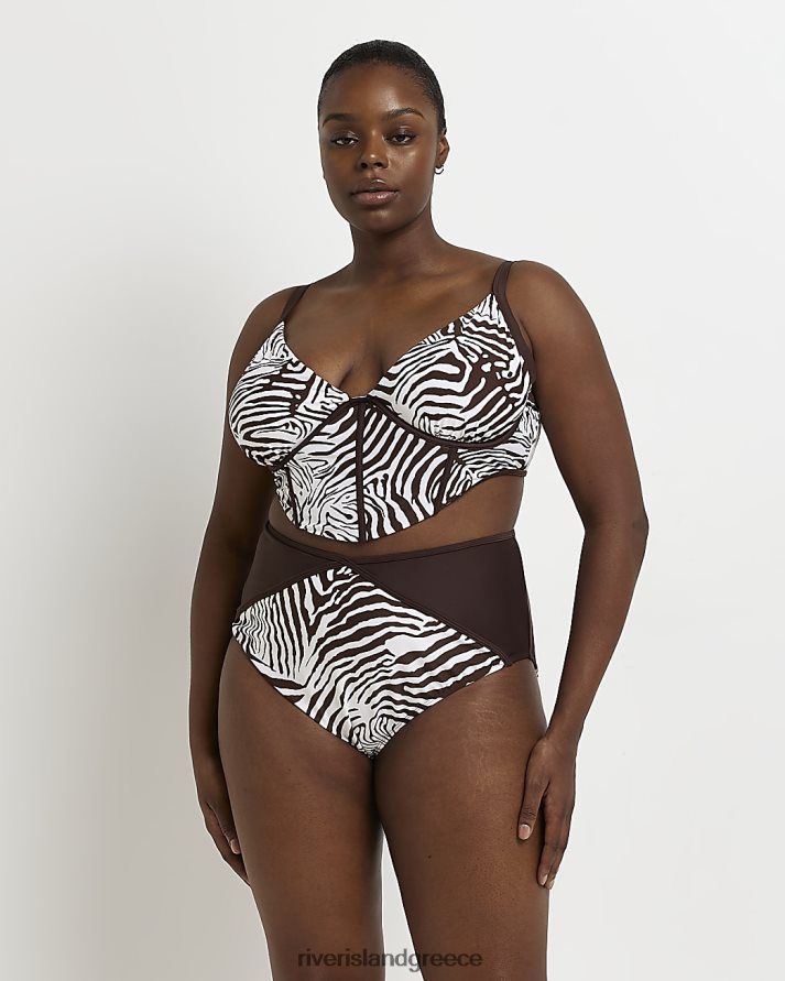 River Island ενδύματα καφέ γυναίκες συν ζωηρό στάμπα μπικίνι B6N8X5168