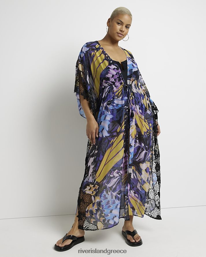 River Island ενδύματα μωβ γυναίκες συν κροσέ μάξι καφτάνι B6N8X5205