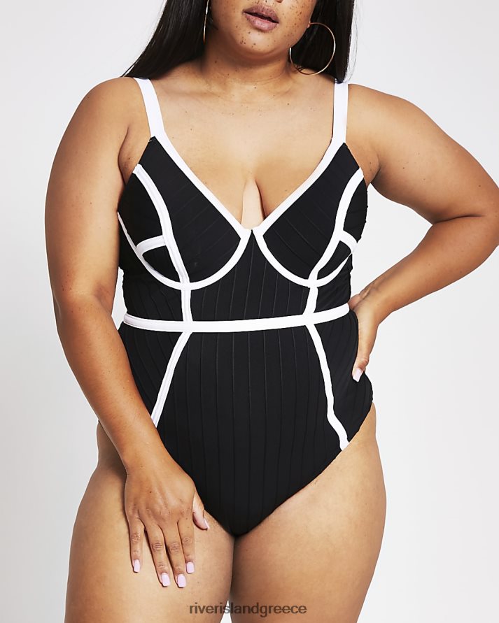 River Island ενδύματα μαύρος γυναίκες συν μαγιό βυθισμένος επίδεσμος B6N8X5207