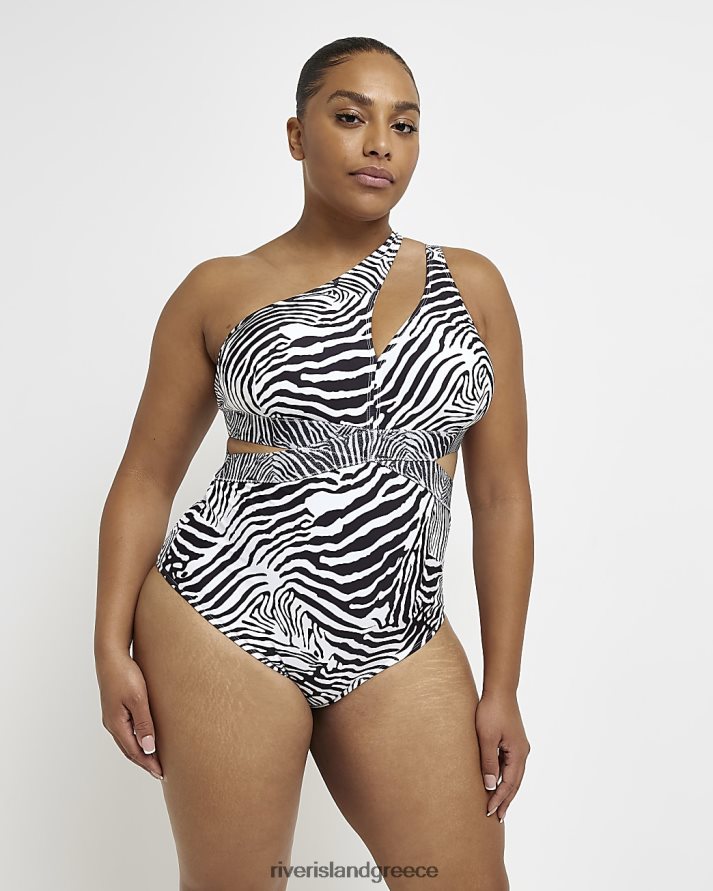 River Island ενδύματα κρέμα γυναίκες συν animal print μαγιό με έναν ώμο B6N8X5215