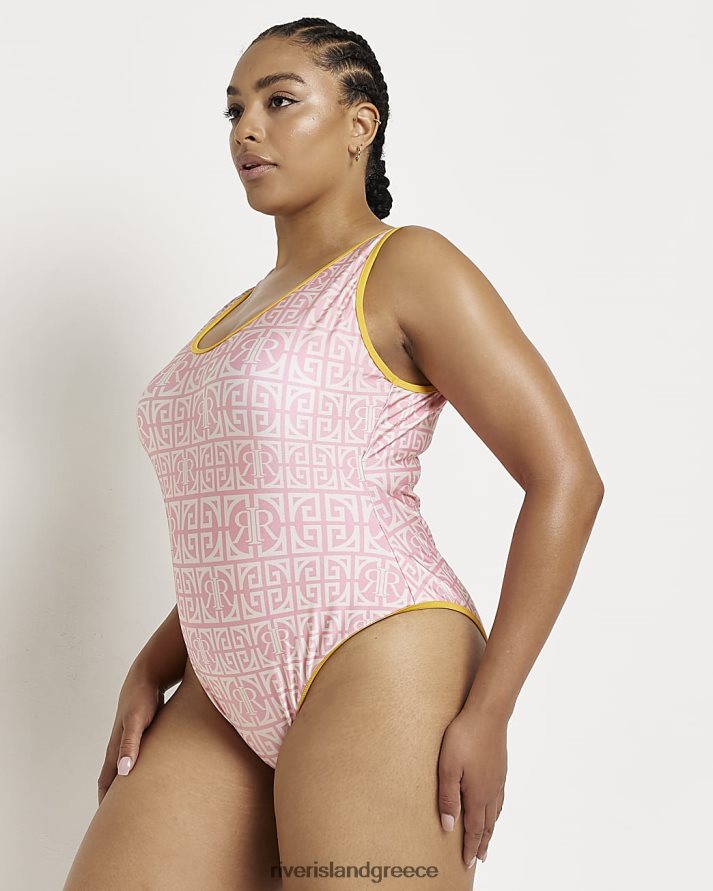 River Island ενδύματα ροζ γυναίκες plus ri μονόγραμμα εμπριμέ μαγιό B6N8X5203