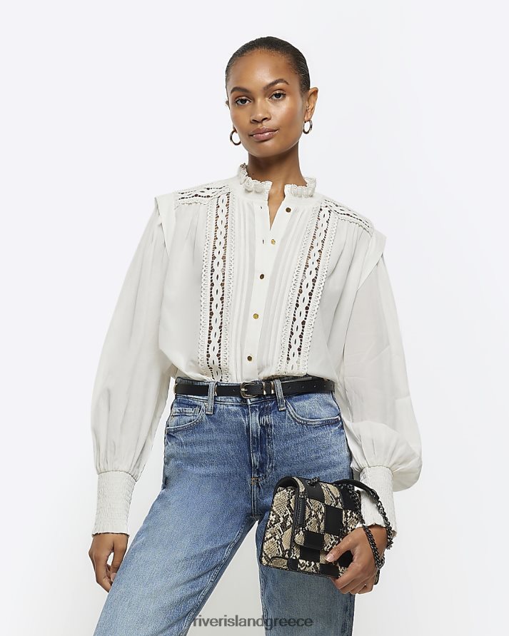 River Island ενδύματα άσπρο γυναίκες μακρυμάνικη μπλούζα B6N8X3879