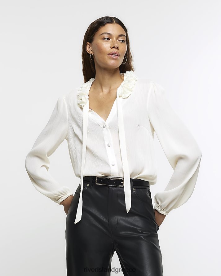 River Island ενδύματα άσπρο γυναίκες μπλούζα κορσάζ σιφόν B6N8X91