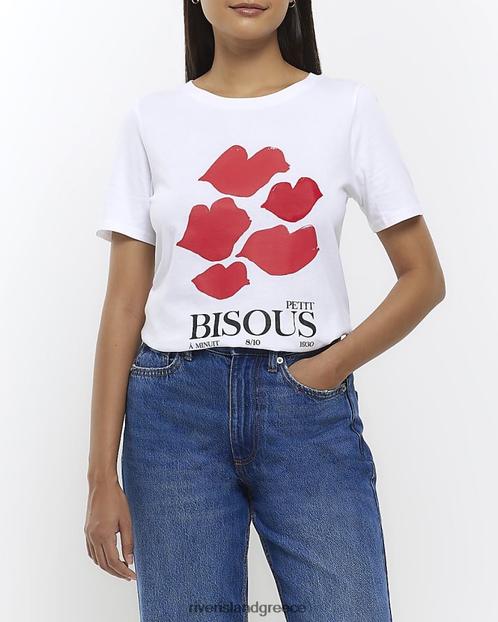 River Island ενδύματα άσπρο γυναίκες γραφικό μπλουζάκι B6N8X116