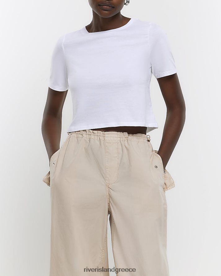 River Island ενδύματα άσπρο γυναίκες κομμένο μπλουζάκι B6N8X1341